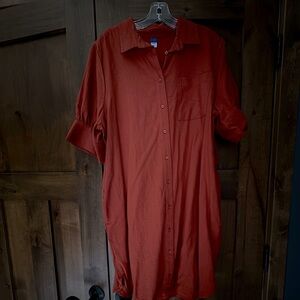 Two dresses from Old Navy. Never worn. Size L. Puffed short sleeves. Button down